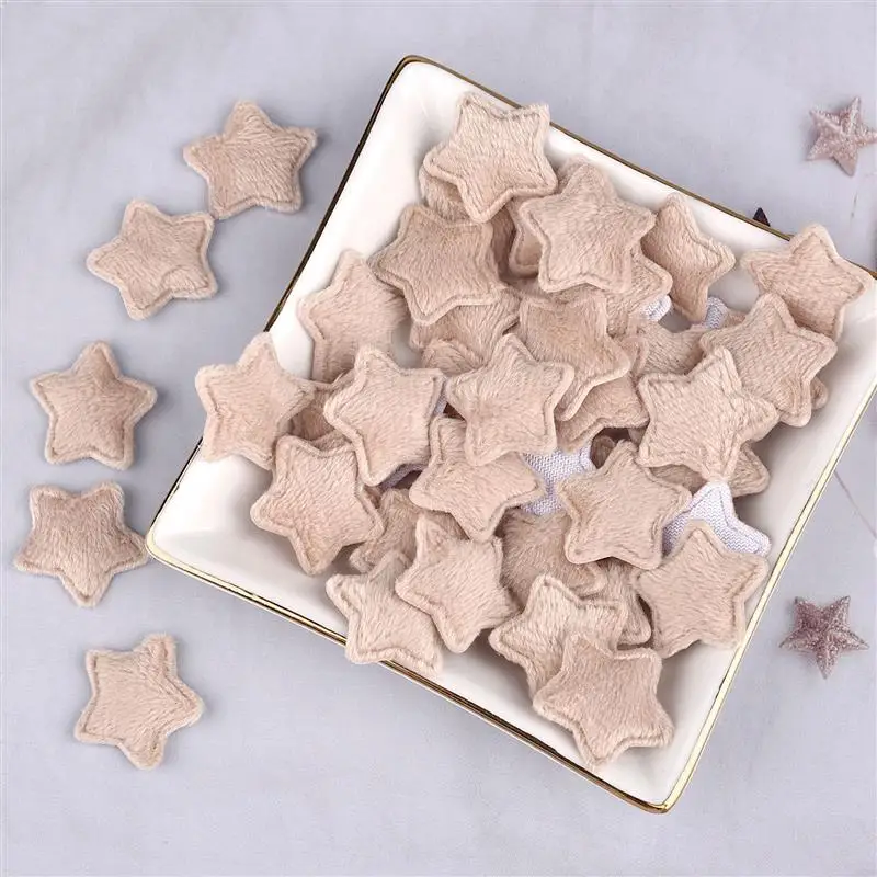 50Pcs 25mm Fur Padded Star Patches Stickers Sew Clothes Jeans Patches Diy Coats Applique Handmade Patchwork Accessories