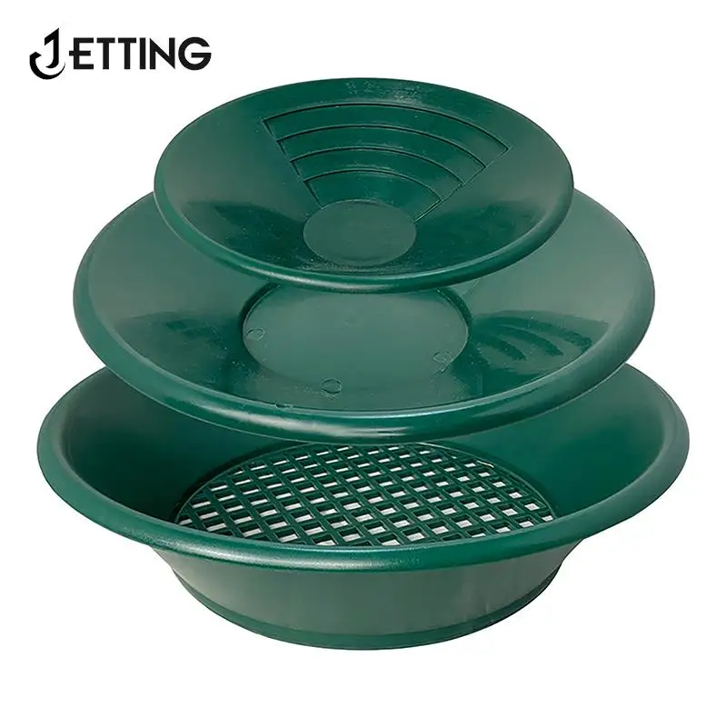 Sieve Gold Pan Green Plastic Bowl 10/14/15 inch Washing Gold Panning Machine Screen Mining Screen Metal Detection Tools