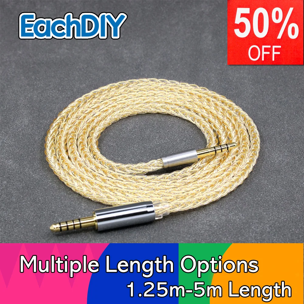 

8 Core 99% 7n Pure Silver 24k Gold Plated Earphone Cable For Denon AH-mm400 AH-mm300 mm200 Beats solo2 solo3 headphone LN008438