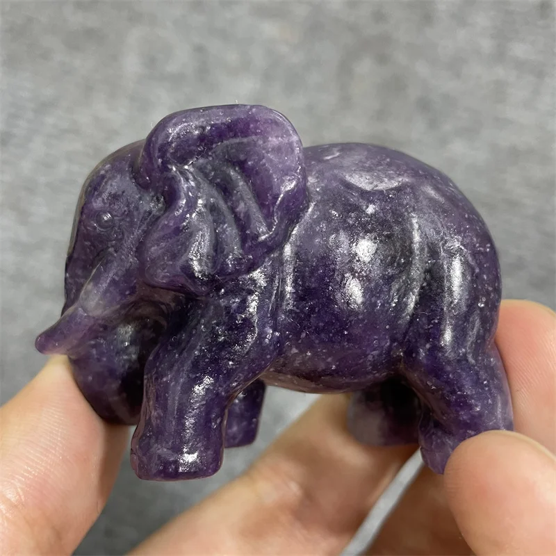 

Natural Lepidolite Elephant Carving Purple Crystals And Stones Healing Crystal Decor Quatrtz Home Decoration Accessories1pcs