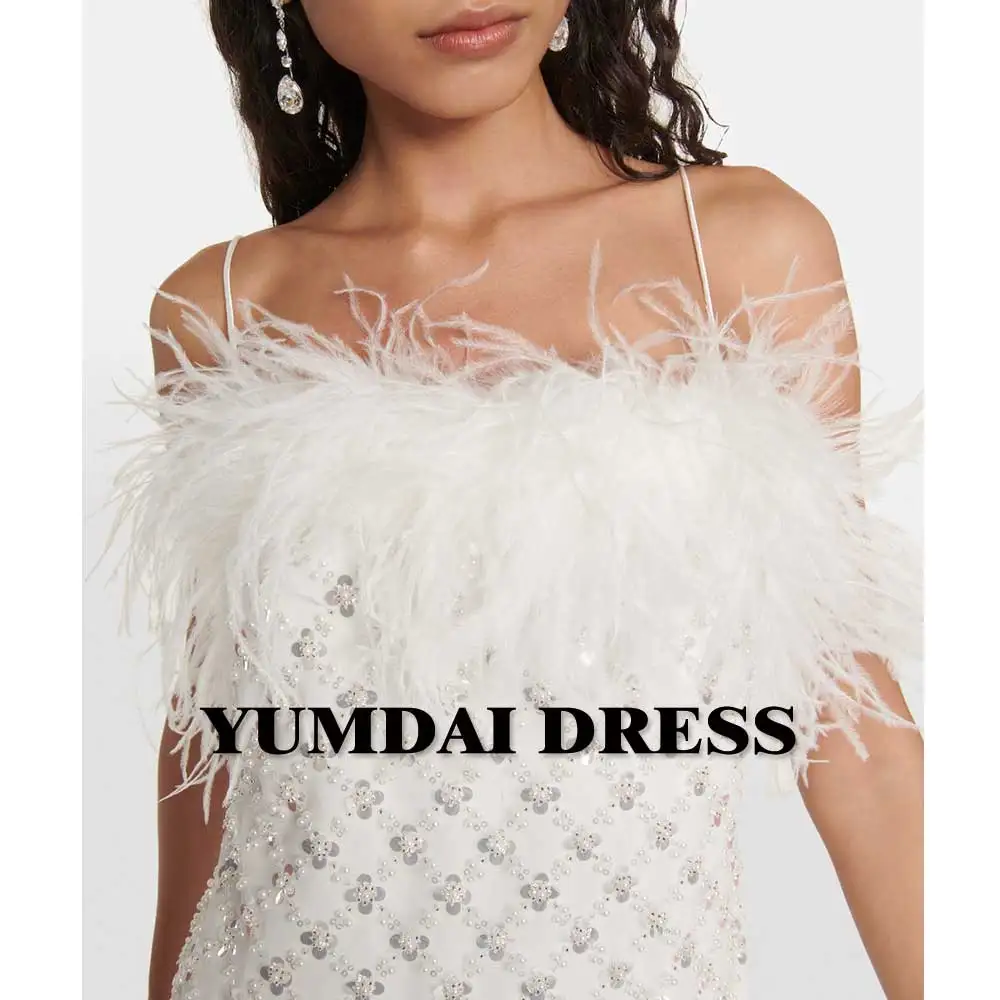 

YUMDAI Luxury Dubai White Beaded Engagement Small Dress Slip Skirt 2024 Elegant Ladies Wedding Guest Party Evening Gown Hip Gown