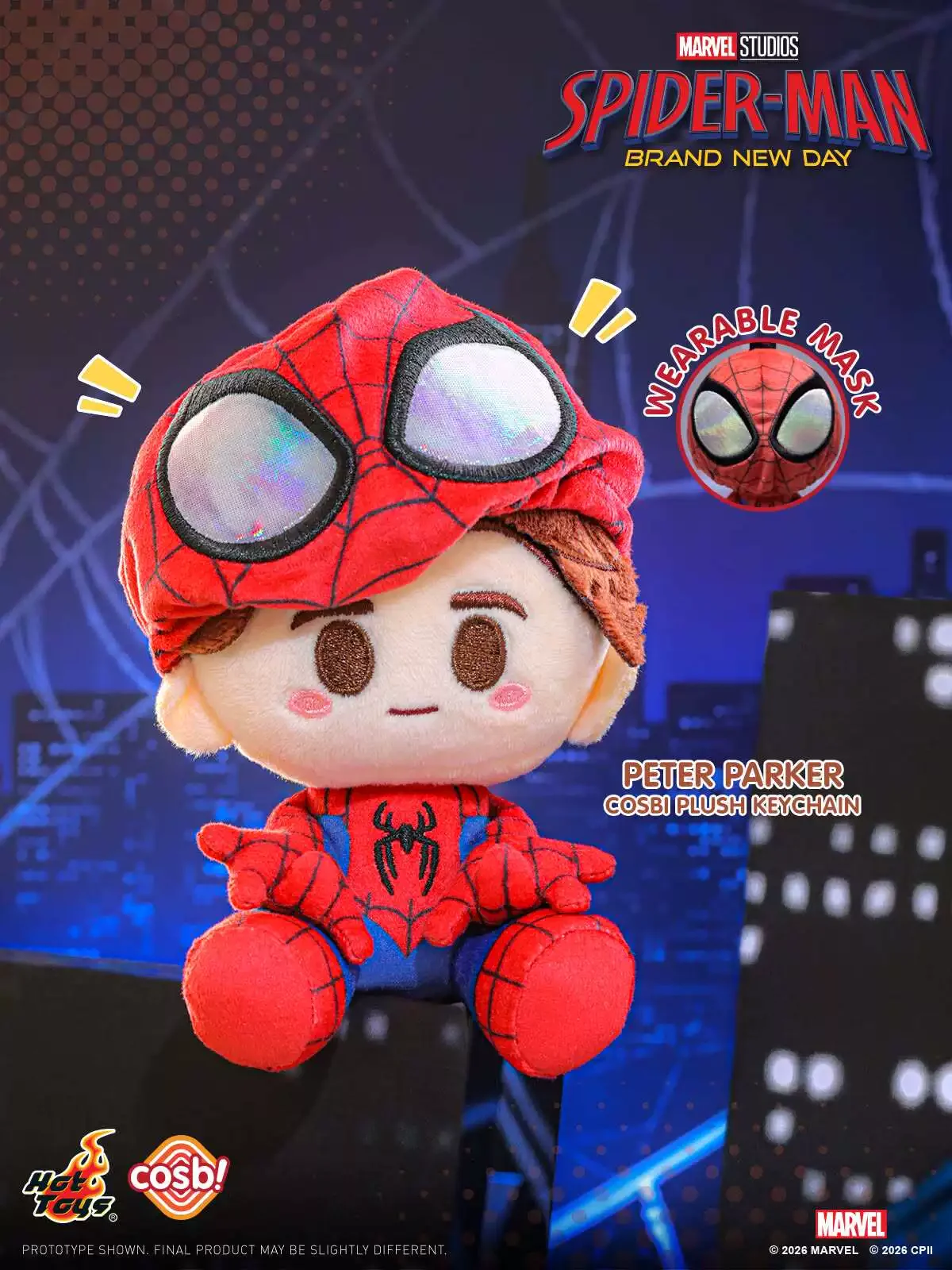 Hot Toys Spider-Man: New Day Hero Reborn COSBI Plush Bag Charm & Mini Blind Box Figure, Cute Desk Decor & Birthday Gift,Collect image 3