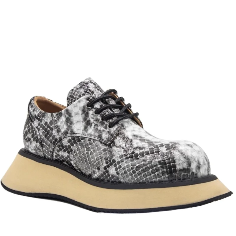 

Мужские туфли-дерби в европейском/американском стиле с массивным носком, на толстой подошве, увеличивающие рост, из натуральной кожи, широкая версия, повседневные.