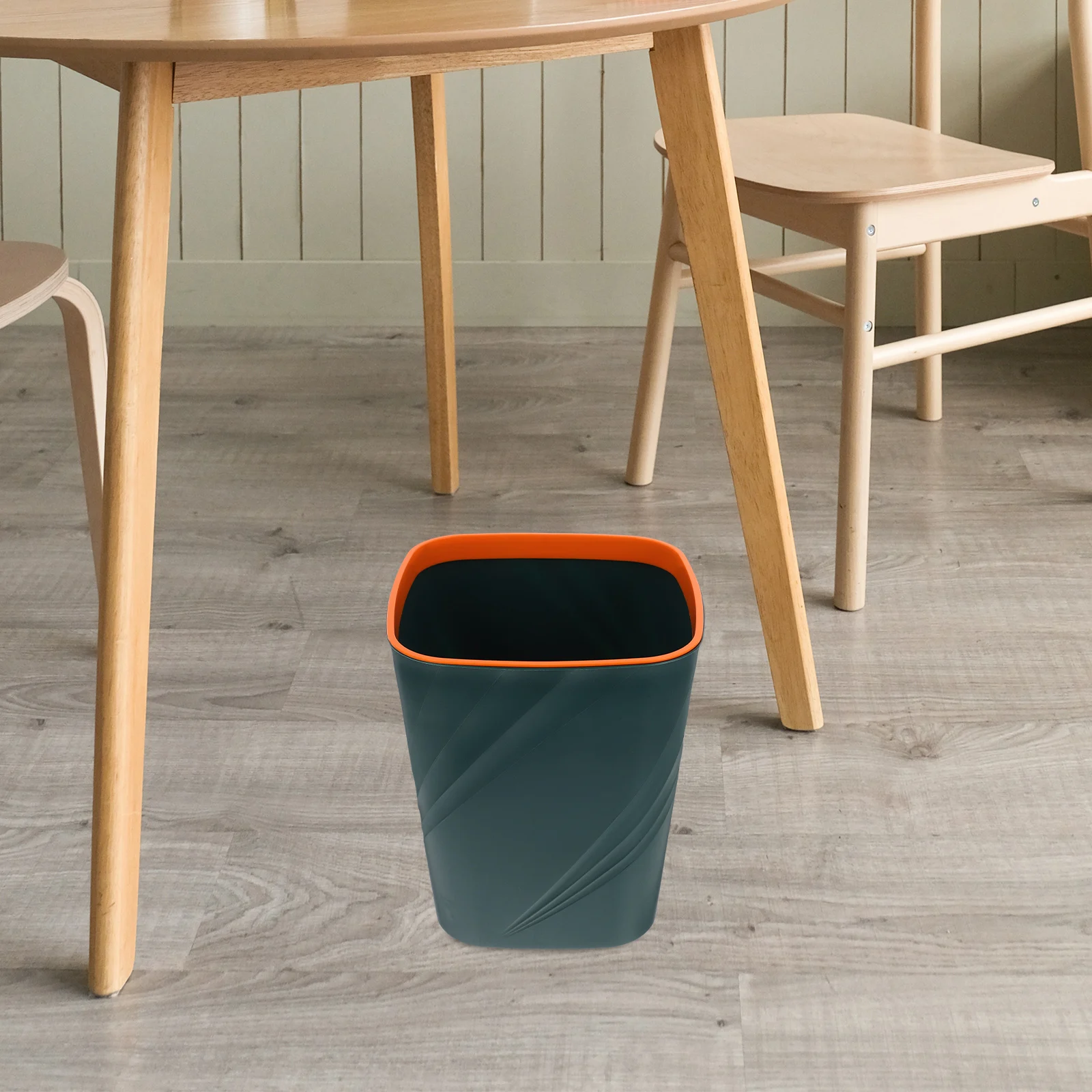 

Large Capacity 13L Slim Green Plastic Trash Can For Kitchen Bathroom Office Bedroom Desktop Round Waste Bin Press Ring Design