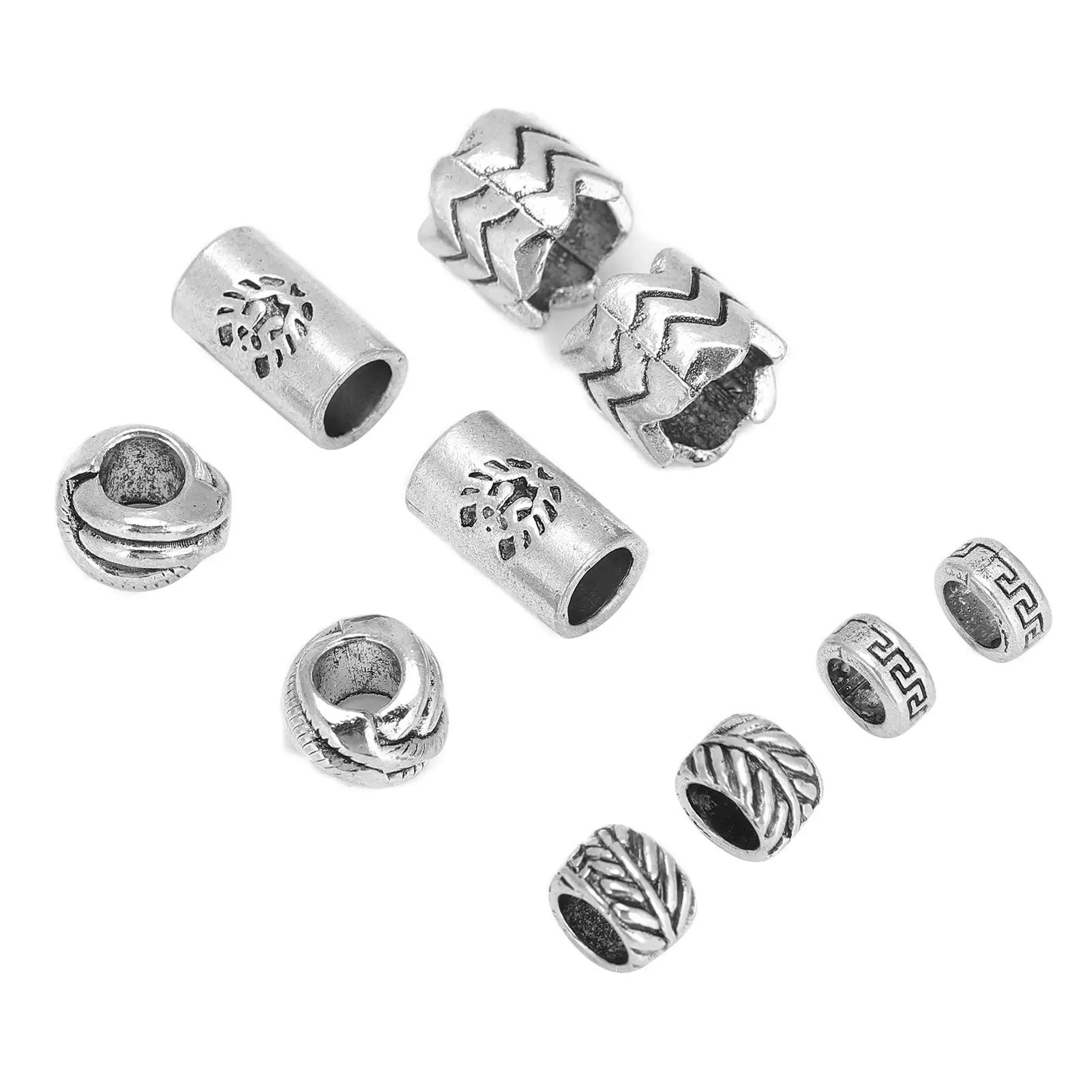 10Pcs Viking Beard Beads Alloy Norse Dreadlock Tube Pendants DIY Accessories for Beard Hair Bracelet Necklace Rings