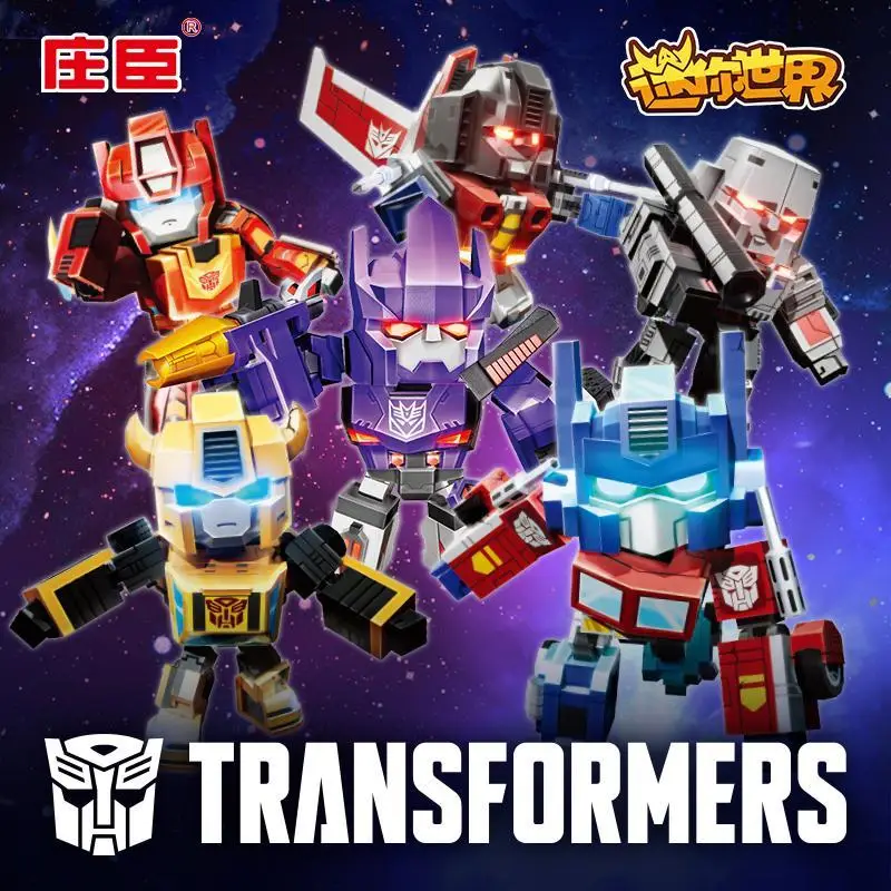 

Zhuangchen Transformers x Mini World Chibi Action Figure Optimus Prime Licensed Collectible Anime Toy Decor Gift Set