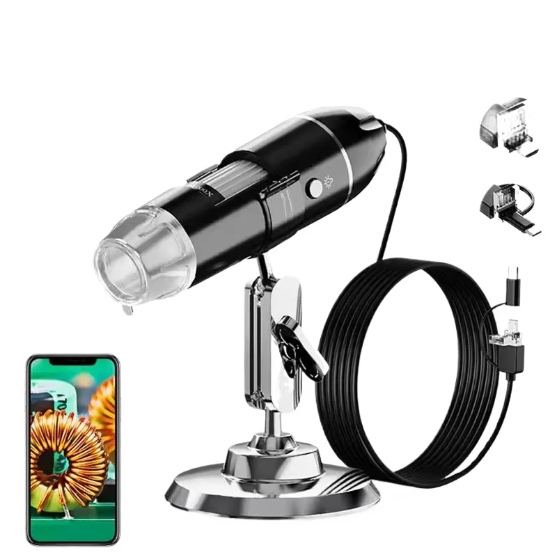 3-In-1 Microscope 1600x Digital Electron Microscope Type-c Android USB Computer