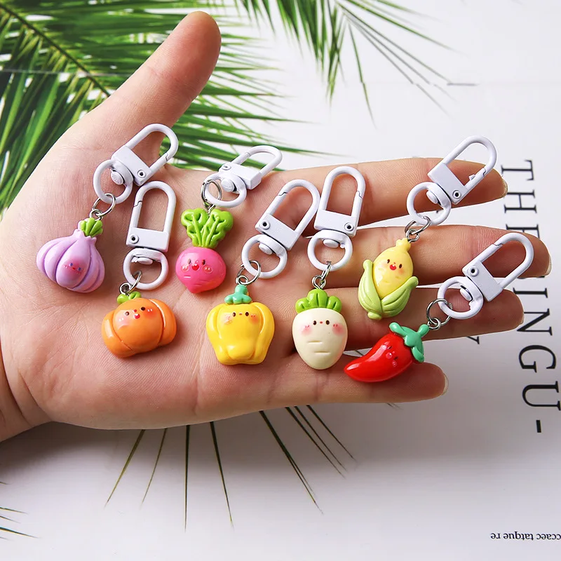 50pcs/set Multi-style Novel Fruit Avegetable Series Personality Simulation Resin Food Activity Gift Pendant Keychain Wholesale