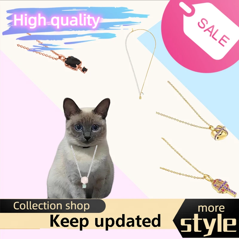 

Cat accessories Spanish original jewelry colorful round bead necklace black zircon clavicle chain exquisite fashion girl gift