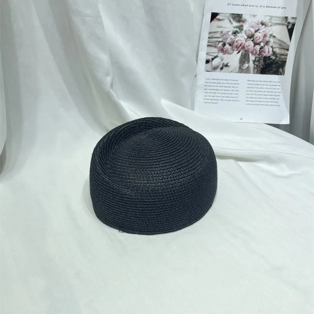 

New Elegant Straw Pillbox Hat Classic Fedoras Straw Beret Hat Handmade Teardrop Painter Hat Summer Wear
