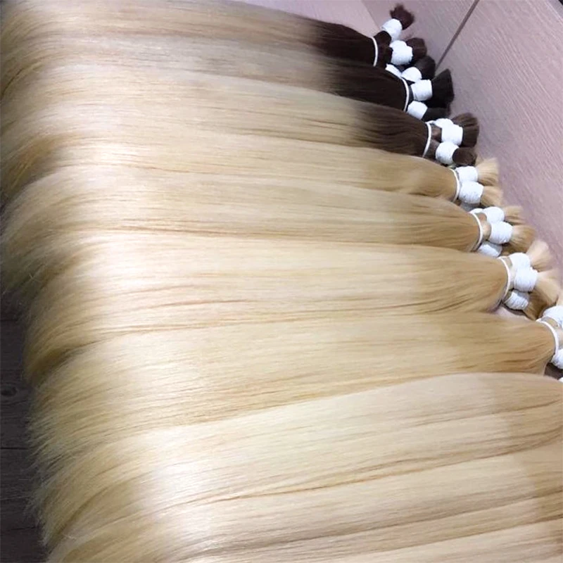 100% 本物の人毛バルク、ウェフトなし、バージンレミーヘア、ベトナム産ストレートヘアバルク、ナチュラルブラックヘアエクステ、編み込み用