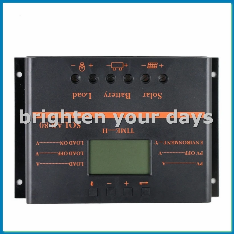Solar Charge Controller 80A Solar Panel Custom Battery Regulator, Port Auto 12V/24V PWM for FLD/LiFePO4/SLD/GEL-A23U