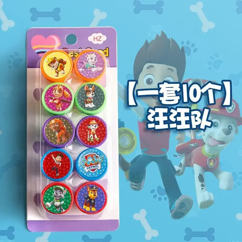 Dibujos animados 10 Uds. Sellos de patrulla canina Anime Chase Marshall Rubble Skye figura de acción libro sello patrón colorido