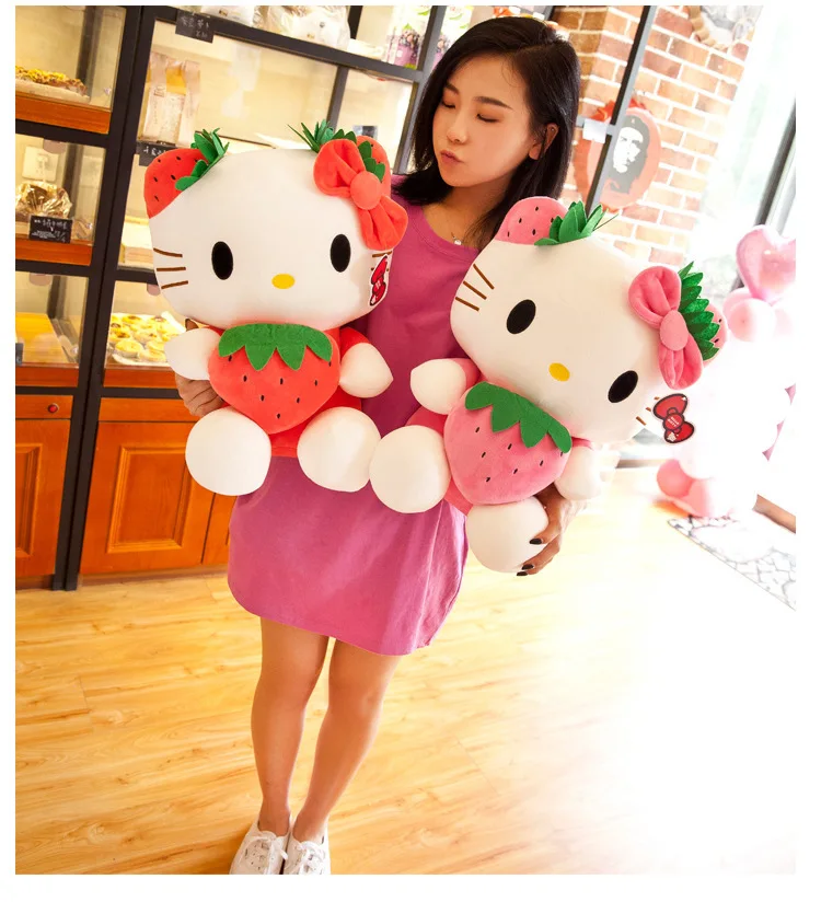 Hellokitty Doll Plush Toy Strawberry Kt Cat Pillow Stuffed Doll Pillow Children's Birthday Gift