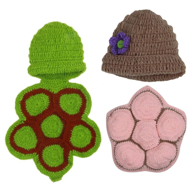 Children Photography Props Newborn Baby Crochet for Turtle Beanie Hat Costume Set knitted Hat Crochet Overalls Newborn P