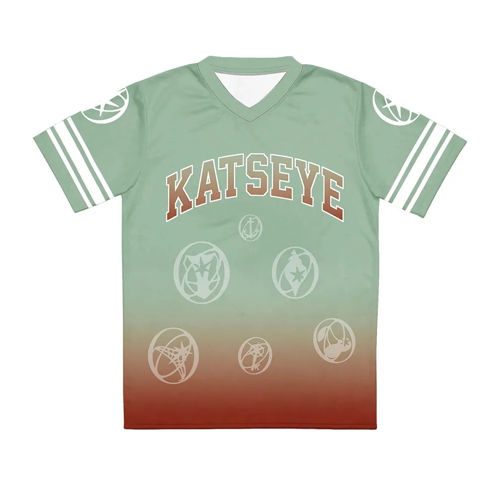 KATSEYE Jersey Football Tee The WildWorld Tour 2026 T-Shirts V-Ausschnitt Kurzarm Lockeres Sommer-T-Shirt Unisex Streetwear Print-Top – Detail 2
