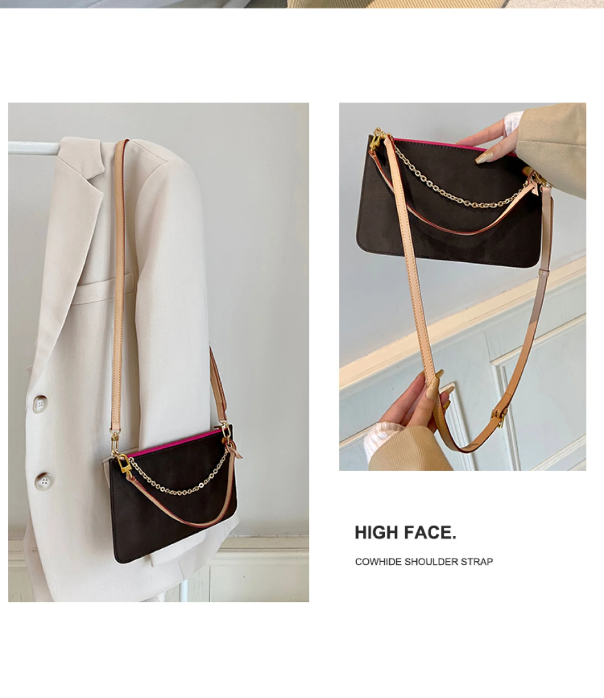 Bag Shoulder Strap For Lv Neverfull Bag Leather Bag Strap Extension Chain Underarm Bag Belt Crossbody Replacement Accessories