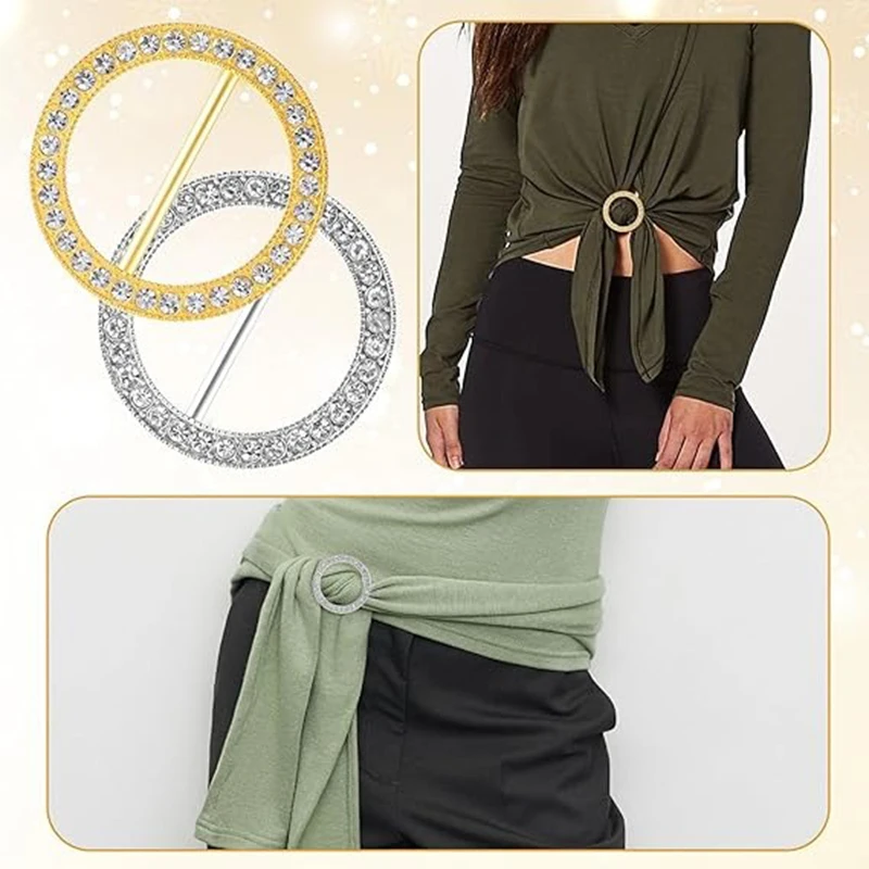 4er-Set Strass-T-Shirt-Clips, modische Strass-Schalclips, elegante Schal- und Taillenverschlüsse für Kleidung, Halstücher und Schals