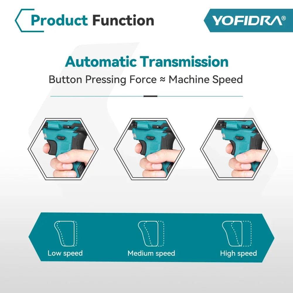 YOFIDRA 1000N.m Brushless Electric Impact Wrench 3 Gears 1/2 inch Cordless Electric Screwdriver Drill For Makita 18V Battery