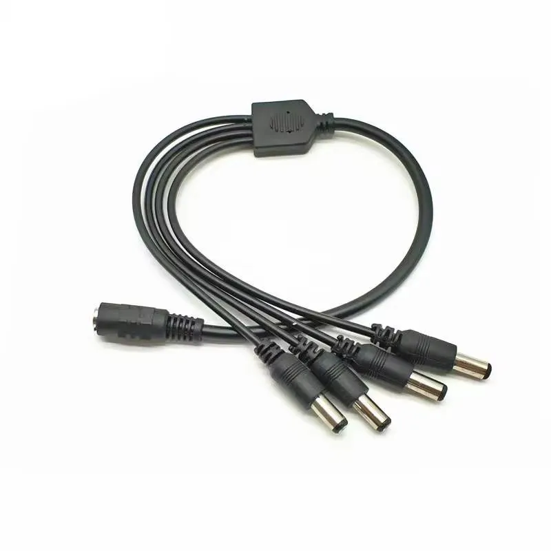 10pcs DC Power 1 Female To 4 Male Connector Splitter Cable Length: 30cm 5.5mm/2.1mm For LED And CCTV Camera Power Adaptor