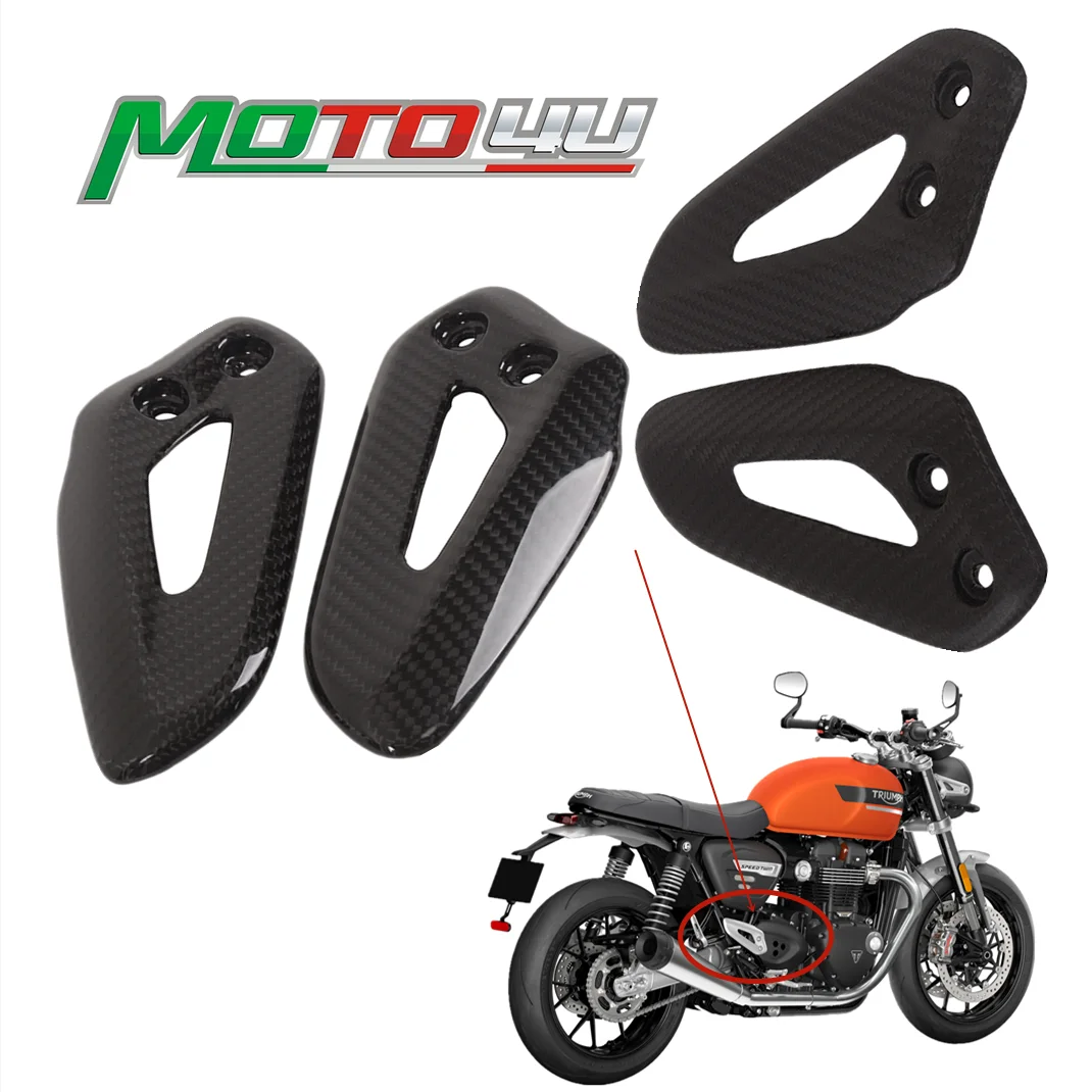 

For Triumph Speed Twin 2020 2021 2022 Real Carbon Fiber Motorcycle Heel Guard Rearset Plate Foot Peg Protector 1 Pair