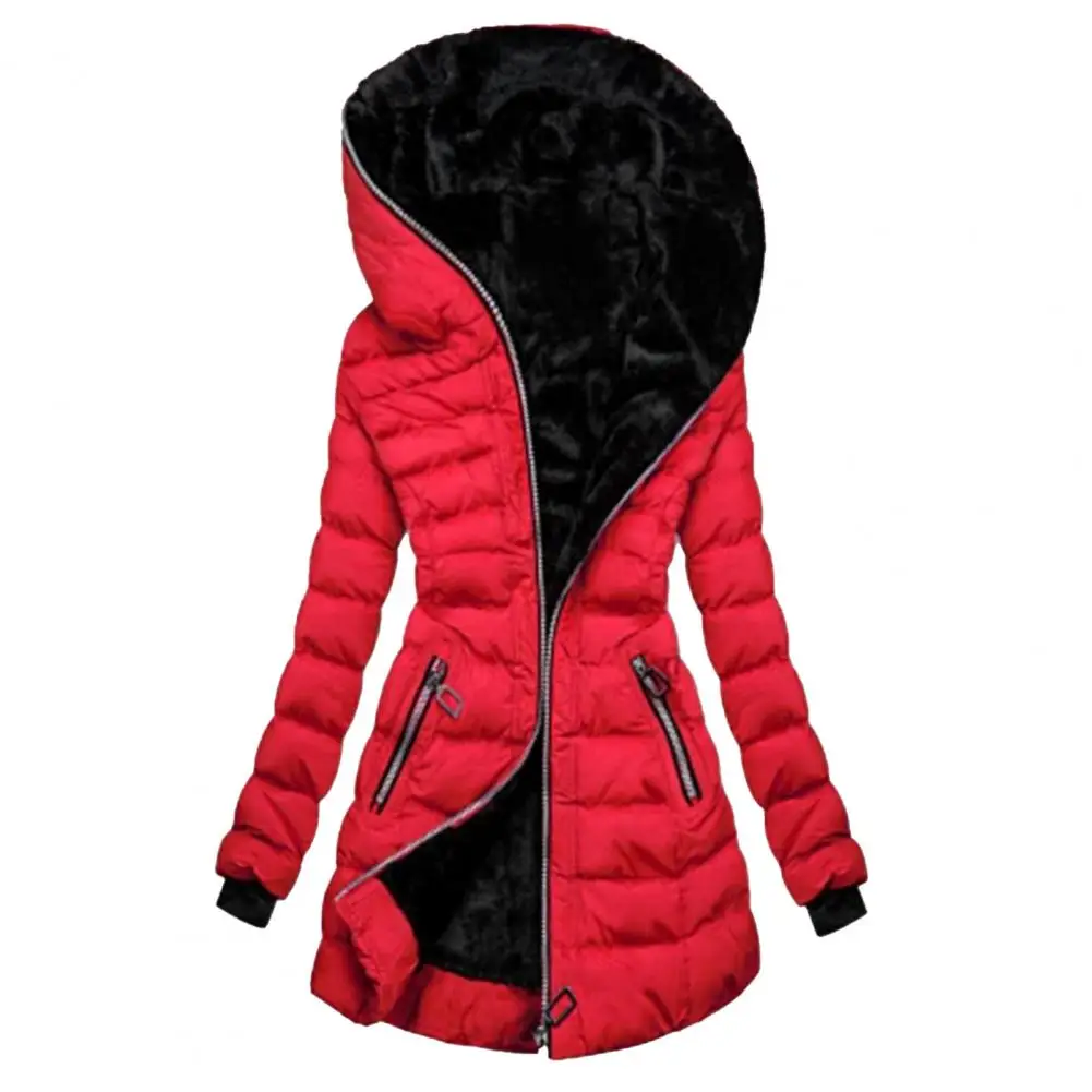 Stylish  Winter Overcoat Slim Waist Leisure Hooded Winter Coat Long Sleeve Long Winter Coat for Outdoor