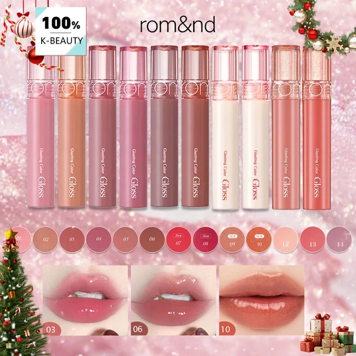 Rom&nd Brillo de color brillante, textura brillante syrupy, brillo de espejo 3D, efecto de plomería, edición limitada, brillo, K-Beauty, maquillaje coreano