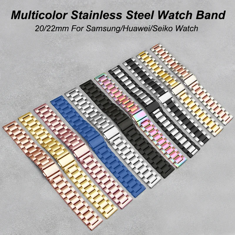 14/16/18/20/22/24mm Band For Huawei Gt3 Pro 43mm Stainless Steel Bracelet For Samsung Galaxy Watch 5 40/46 For Amazfit Bip Strap