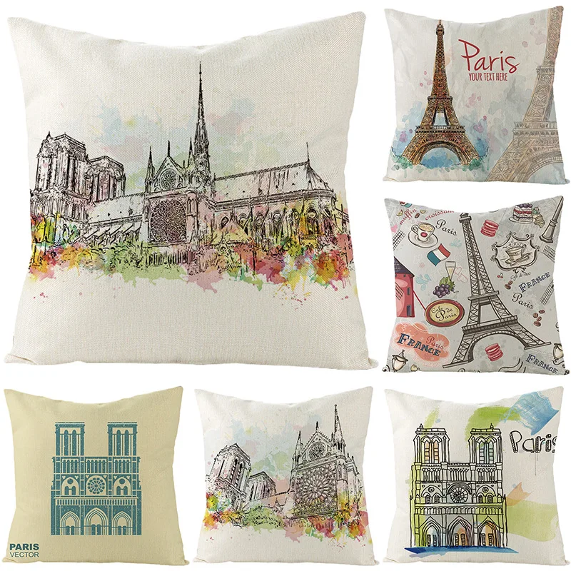 

Paris France Pillowcase Eiffel Tower Pillows Case for Bedroom Women Men Gift Room Aesthetics Throw Pillow Cover for Coush Sofa