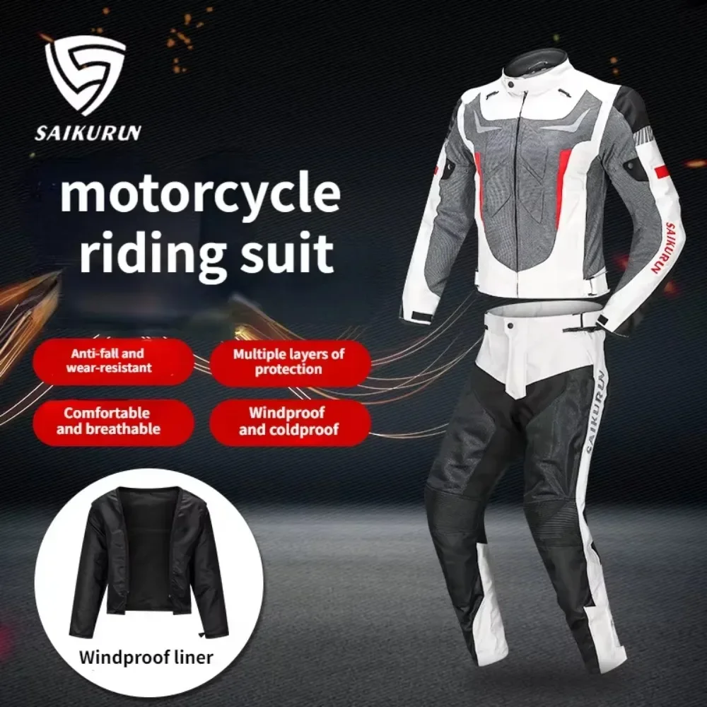 Motorcycle Riding Jacket Men Suit Summer Clothing Motorcyclist Waterproof Outdoor Neck Guard Detachable Protective Equipment