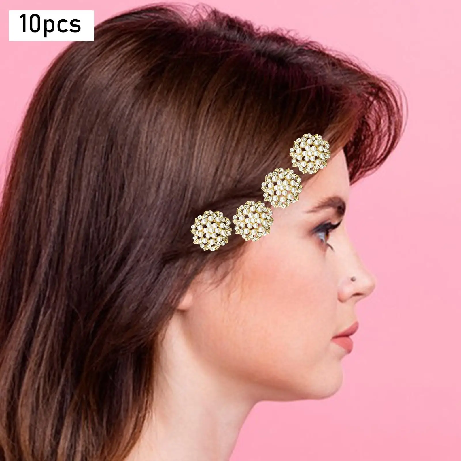 10Pcs Flower Buttons Rhinestone Buttons Metal Buttons Sewing on Buttons Decorative for Home Bouquet Dress Wedding Headband