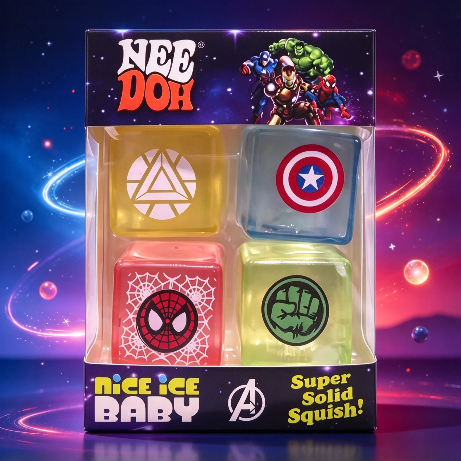 4 Stück NeeDoh Nice Ice Baby Eiswürfel-Quetschspielzeug, langsam zurückfederndes Anti-Angst-Sensorik-Fidget-Spielzeug, Stressabbau-Geschenk für Kinder und Erwachsene – Detail 5