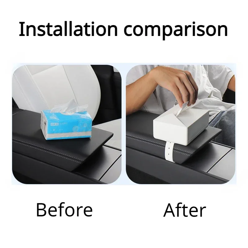 Car Tissue Box for Tesla Model 3/Y/S/X/3+ Cybertruck Silicone Seat Back Hanging Hidden Tissue Holder with Fix Strap Accessories