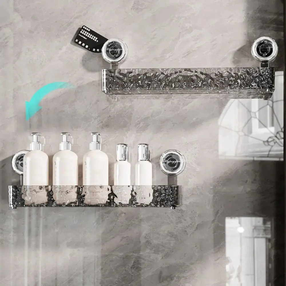 

Waterproof Suction Cup Storage Rack Removable Transparent Bathroom Storage Holder Easy Install No-Drill Home Storage Organizer