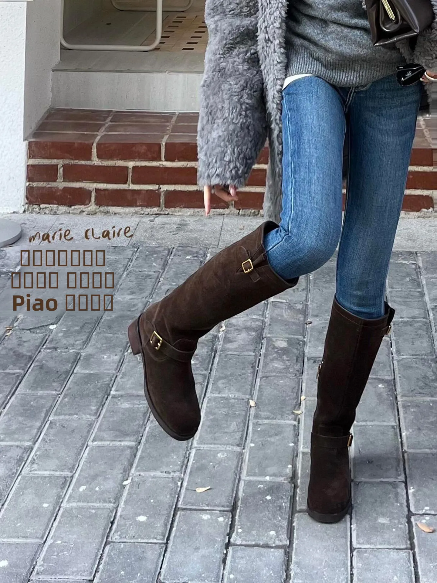 Jeans in denim blu da donna, modello retrò, foderati in pile, slim fit, lunghezza al polpaccio, nuovi per l'inverno, con chiusura a bottoni in vita