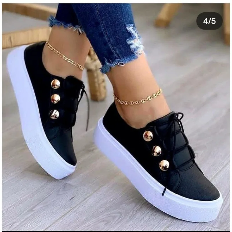 Zapatos blancos con plataforma y punta redonda para Mujer, mocasines informales con cordones, talla 43, 2023