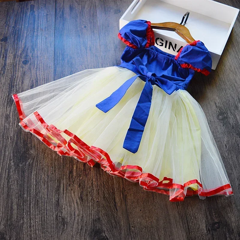 Snow White Princess Costume for Baby Girl Birthday Party Kids Clothes Halloween Carnival Costume Girls Role Play Bowknot Dress