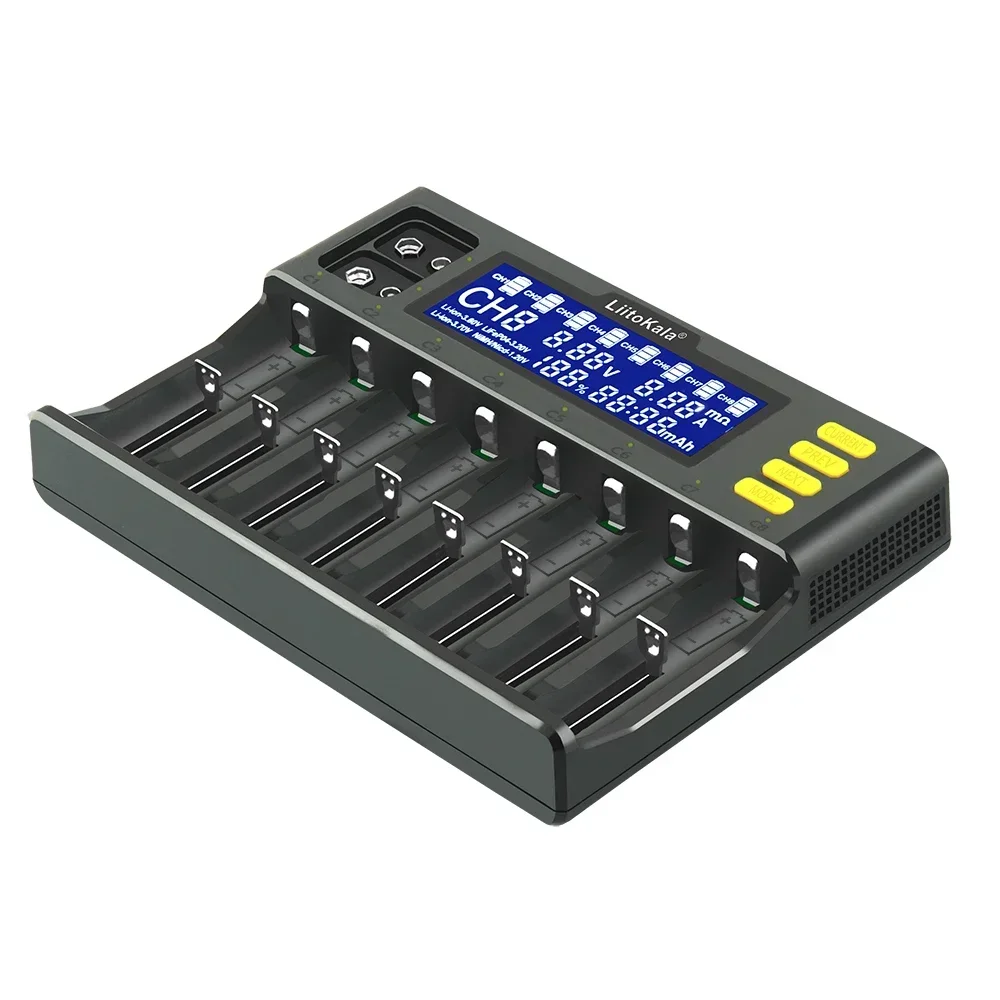 LiitoKala Lii-S8 Lii-S12 LCD Battery Charger for Li-ion LiFePO4 Ni-MH Ni-Cd 9V 21700 20700 26650 18350 18650 RCR123 18700