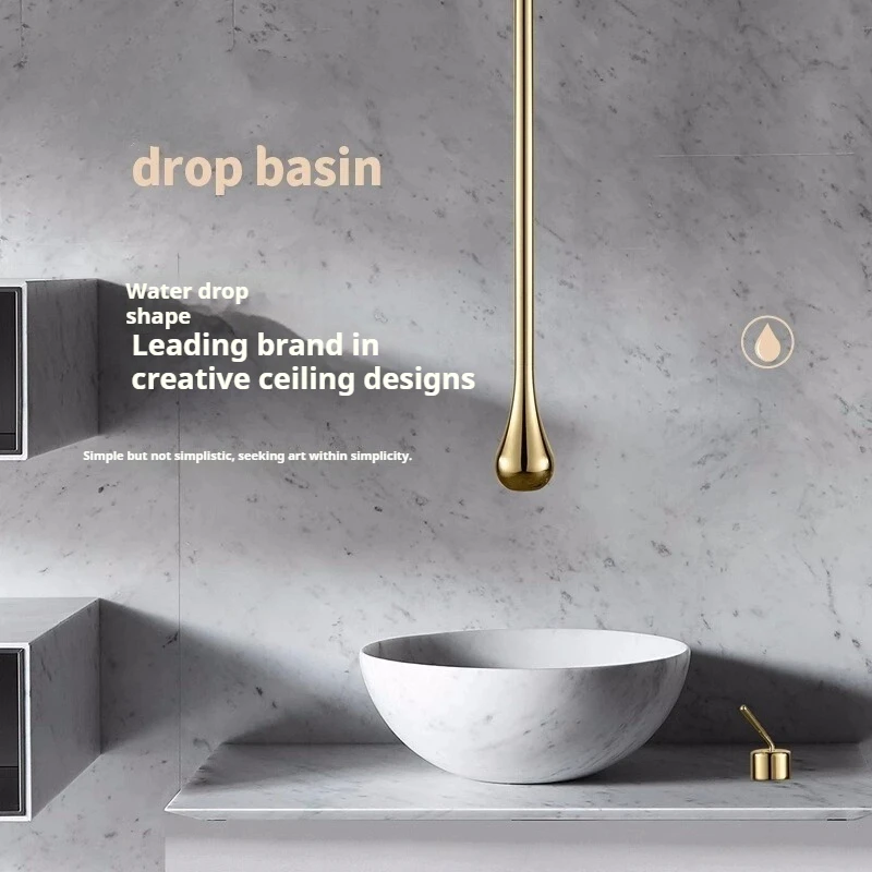 Luxury high-end copper ceiling water drip faucet ceiling water dark into the wall boom basin basin cold and hot water faucet