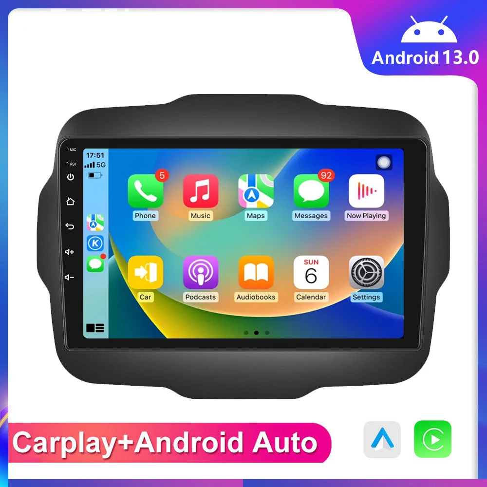 2 Din Android 13 For Jeep Renegade 2016 -2019 2020 Car Radio Multimedia Video Player Stereo Navigation GPS 4G+WIFI Carplay Auto