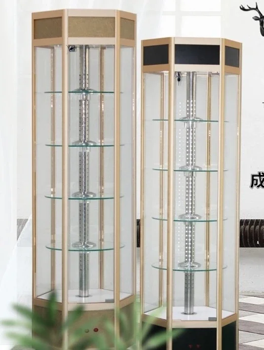 Rotating glass cabinet Wine Bank precious metal display Tooth mold rotating Cosmetics cabinet