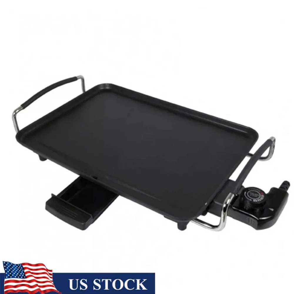 Non-Stick Electric Griddle with Adjustable Temperature Control Cool-Touch Handles Removable Cord Safe Cooking and Easy Storage