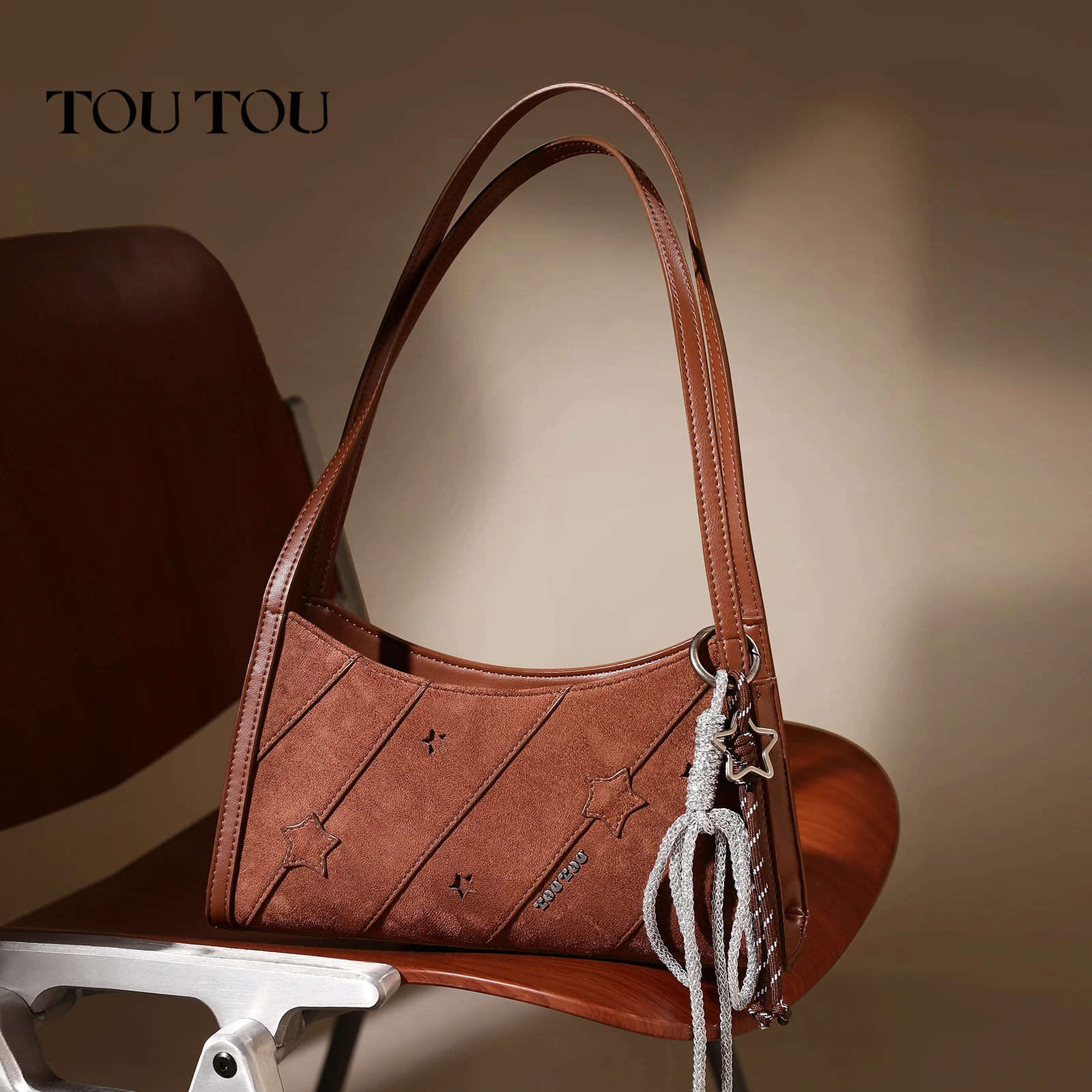 TOUTOU Underarm Bag for Women Star Rope Pendent Single Shoulder Crossbody Handbag for Christmas Gift Original Designer Brand