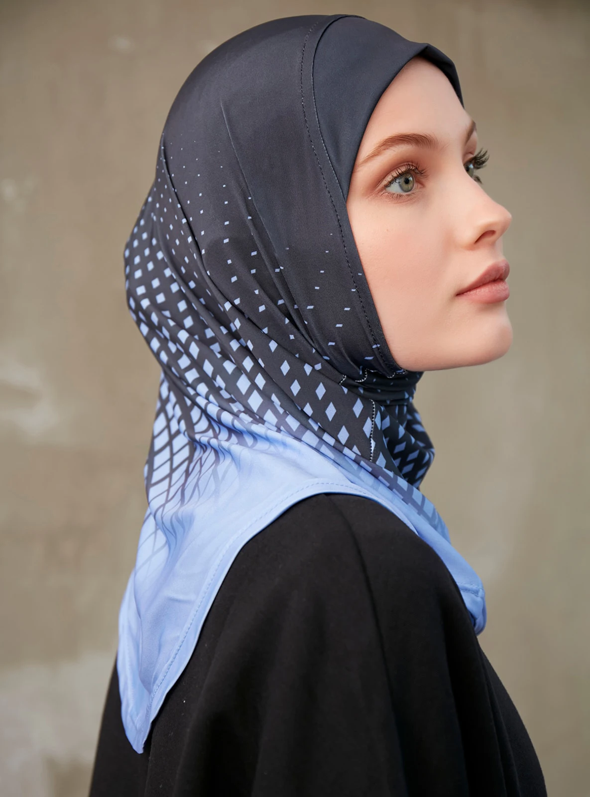 Sporty Muslim Inner Hijab Women Geometric Printing Pattern Instant Turban For Ladies Head Wrap Headband Header Model