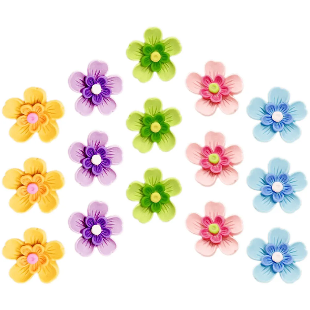 

15 Pcs Flower Shaped Thumbtacks Resin Daily Use Cork Board Accessories Mixed Color Wall Decor Push Pins Office Home Supply