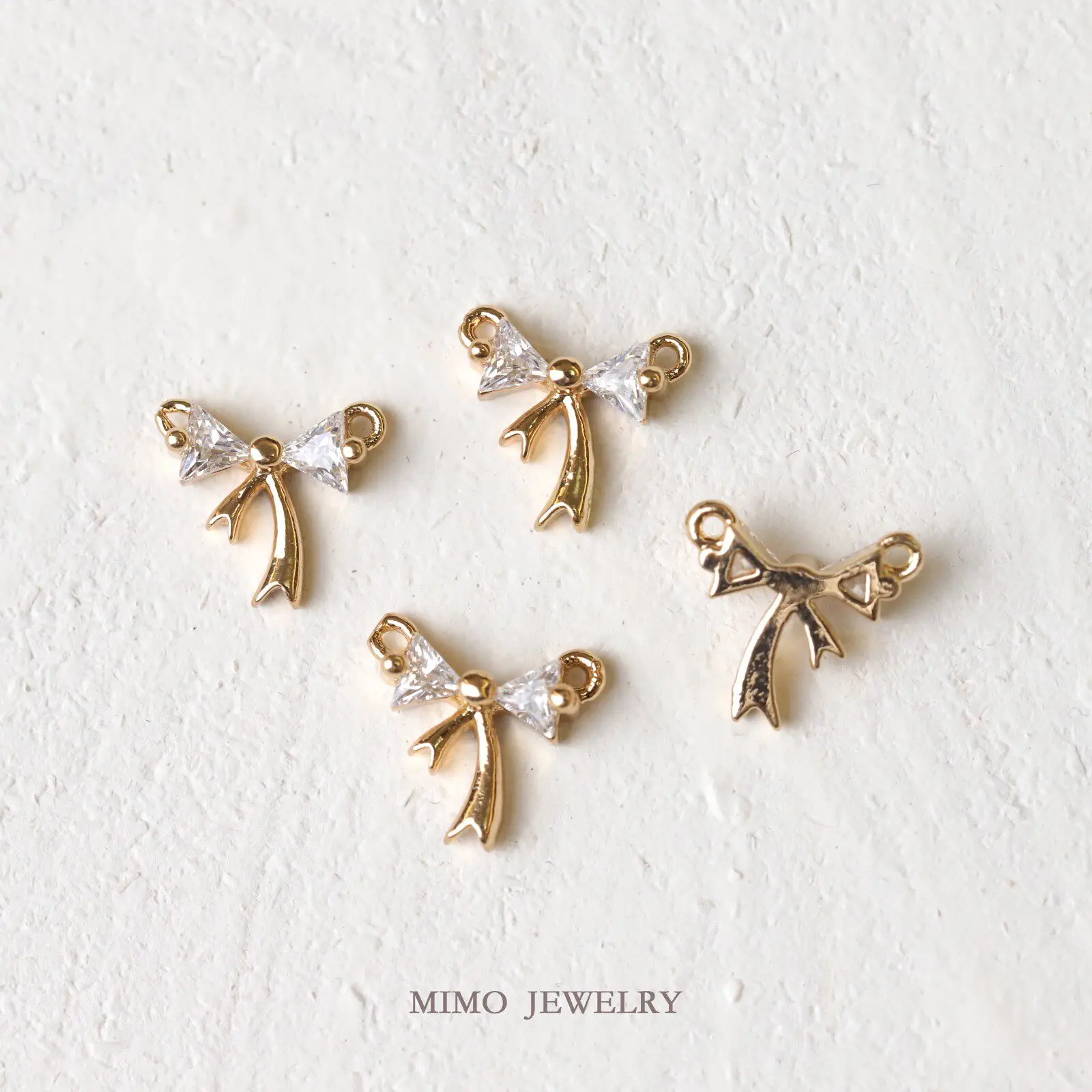 

1pcs Gold-plated Micro-zircon Cute Mini Bow Pendant Charms For Jewelry Making DIY Bracelet Accessories Findings