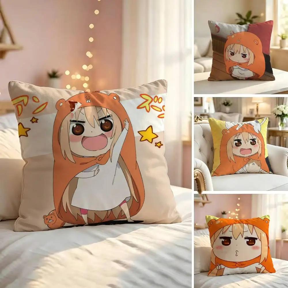 H-Himouto U-Umaru Chan Pillow Case Sofa Living Room for Bedroom Headboard Backrest Cushion Square Nap Time
