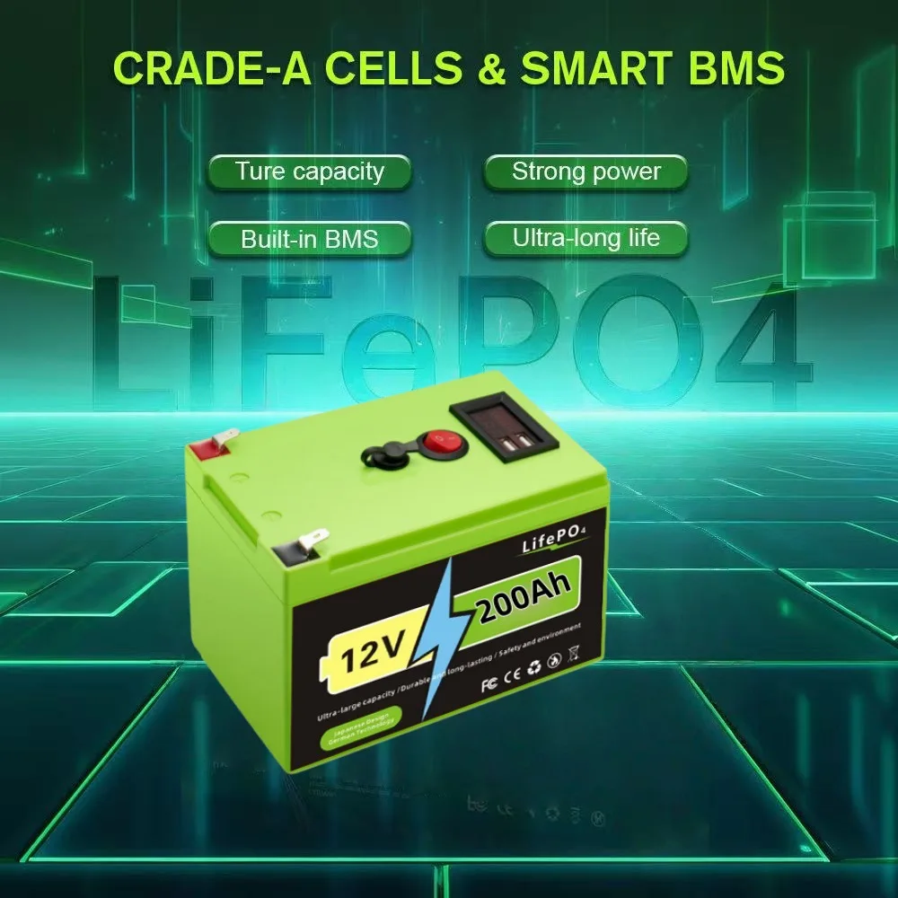 LiFePO4 12V 150Ah 180Ah 200Ah Home Energy Storage Off-grid System for RVs Solar Power Generation System Ships