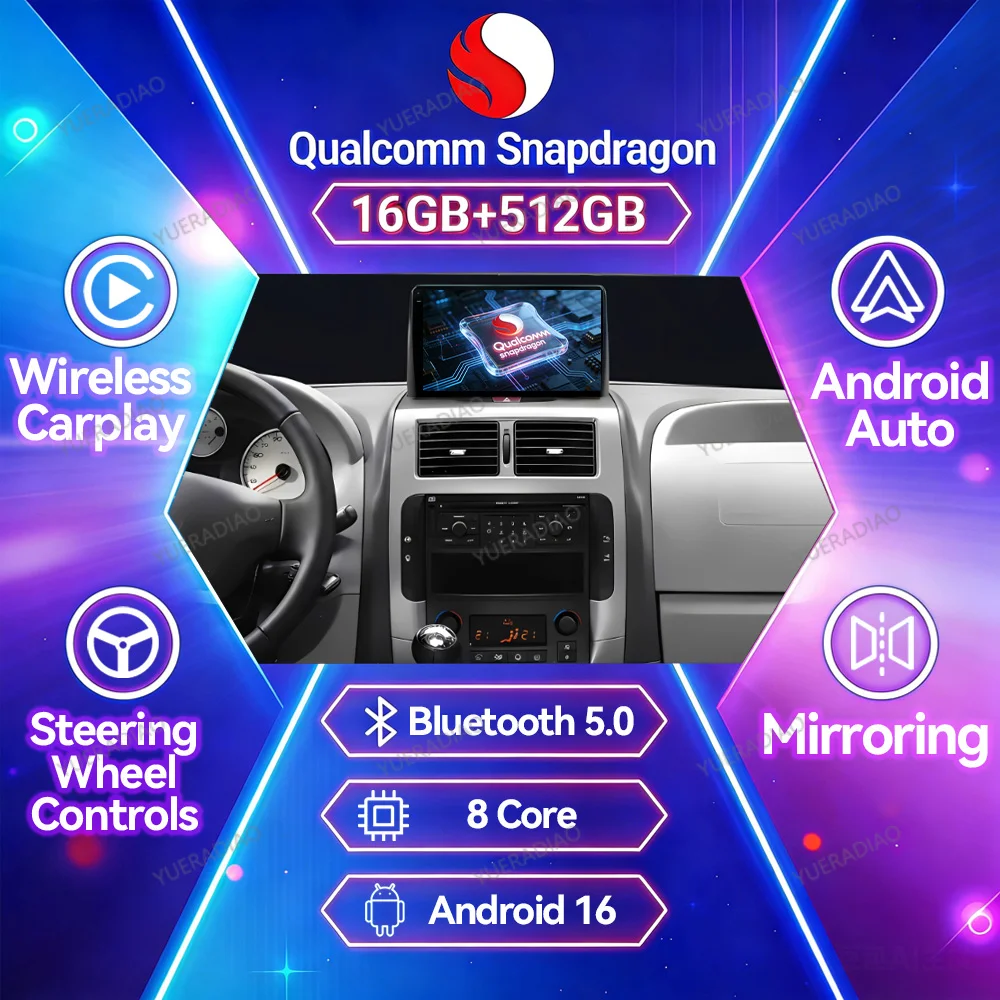 Android 16 Car Radio For Peugeot Expert 2 For Citroen Jumpy For Fiat Scudo For Toyota Proace 2007 - 2017 Qualcomm 2DIN GPS NAVI