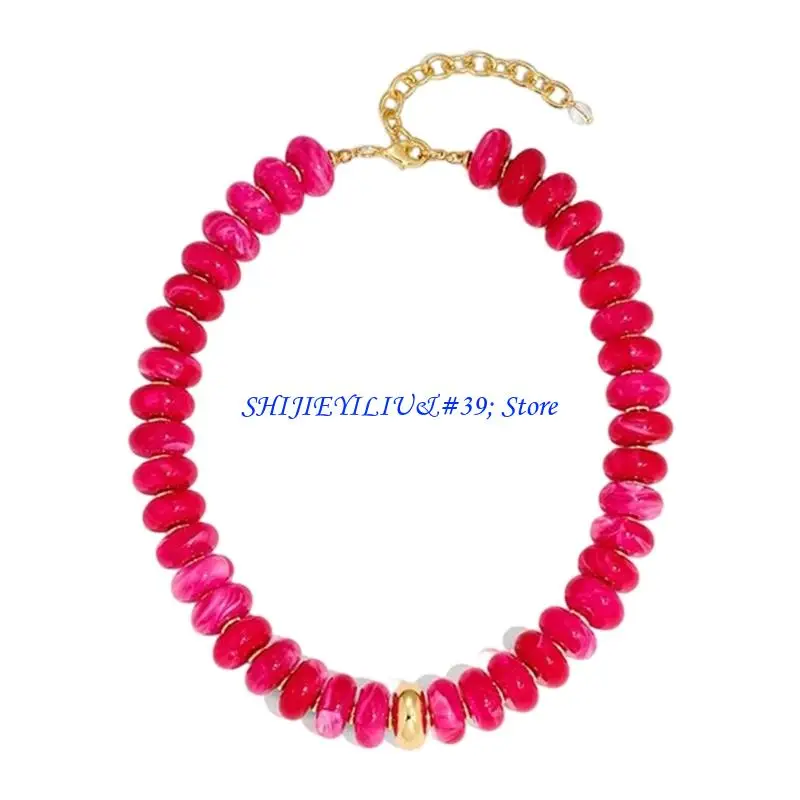 E21F Vibranting Acrylic Beaded Chokers Necklace Soft Materials For Teens Adults Casual Outing